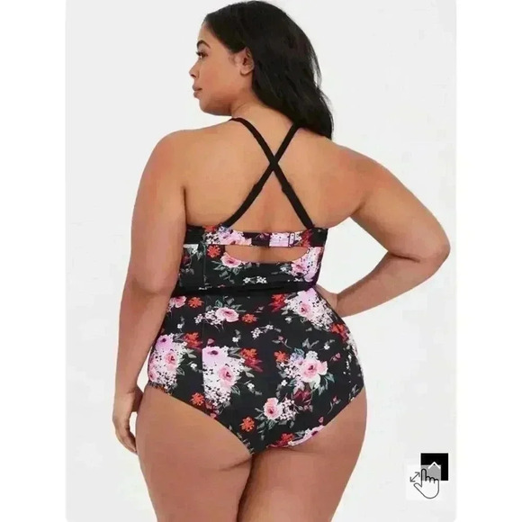 Torrid Vixen Green Palm One Piece Cut-out Swimsuit, Size 3 & 5 - Picture 8 of 9